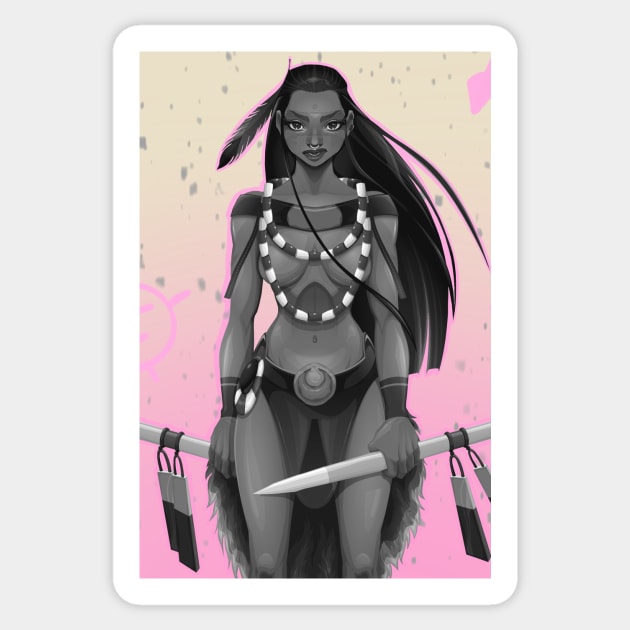 Native Girl Instinct Sticker by Urban Inkfinity